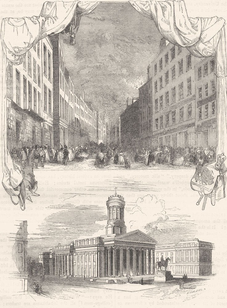 GLASGOW. Saltmarket Street; The Exchange 1850 old antique print picture